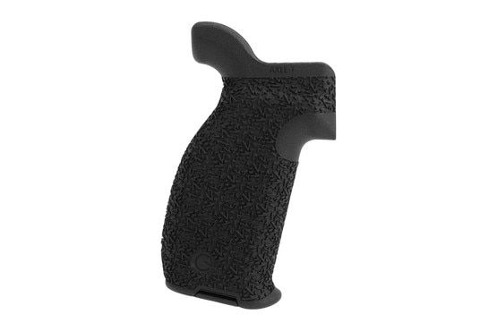 Emissary Full Size AR-15 Axle Grip in black with raised thumb shelf